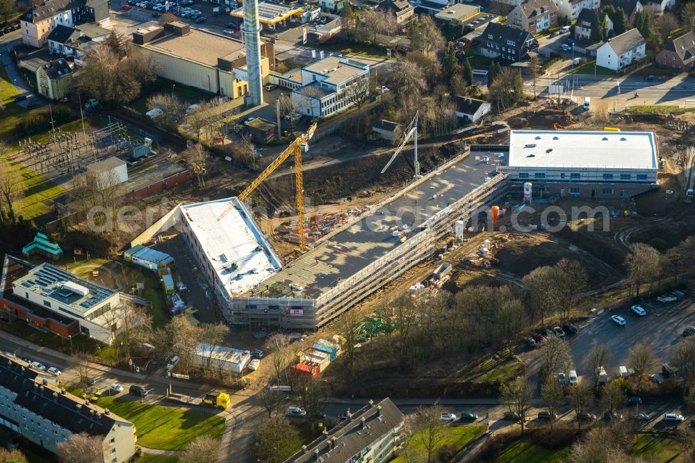 Aerial image Velbert - New construction site of the school building on Kastanienallee in Velbert in the state North Rhine-Westphalia, Germany