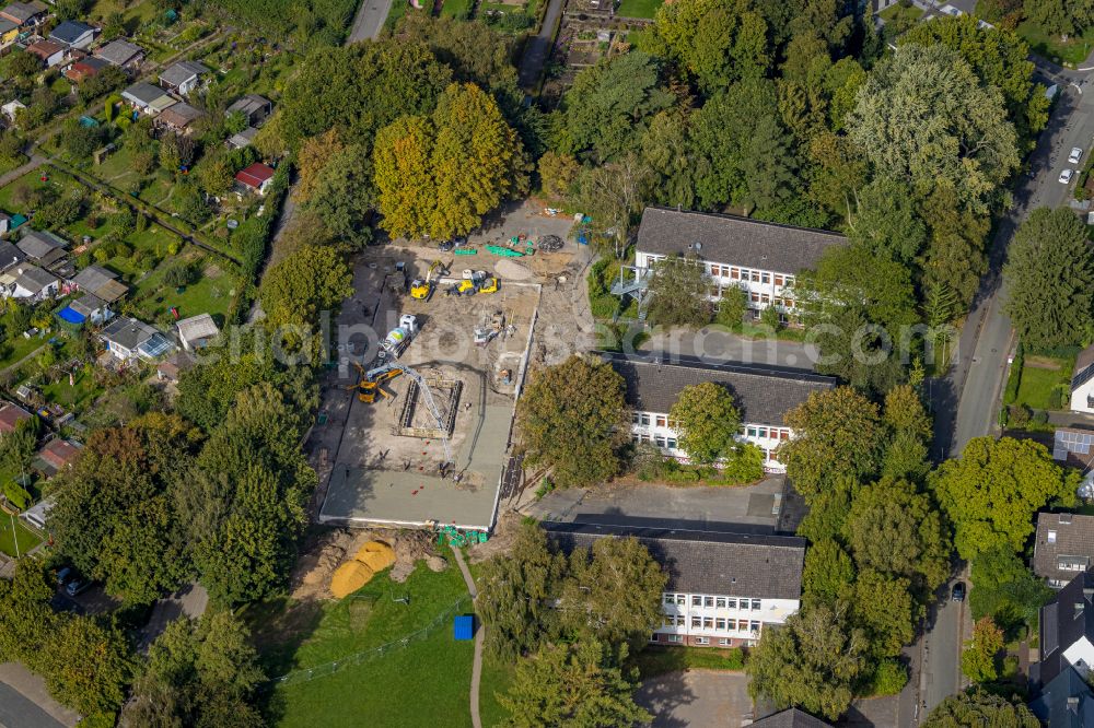 Aerial photograph Dortmund - New construction site of the school building Kerschensteiner-Grundschule on street Joseph-Cremer-Strasse in the district Gartenstadt-Sued in Dortmund at Ruhrgebiet in the state North Rhine-Westphalia, Germany