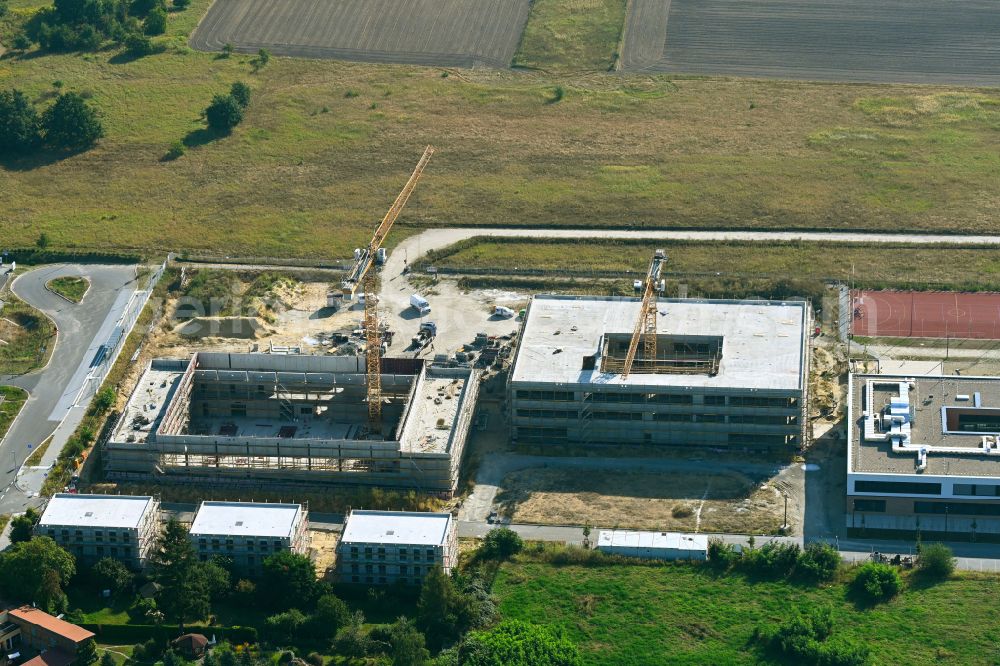 Aerial image Werder (Havel) - New construction site of the school building of the Schulcampus Werder on Klaistower Strasse - Elisabethstrasse in Werder (Havel) in the state Brandenburg, Germany