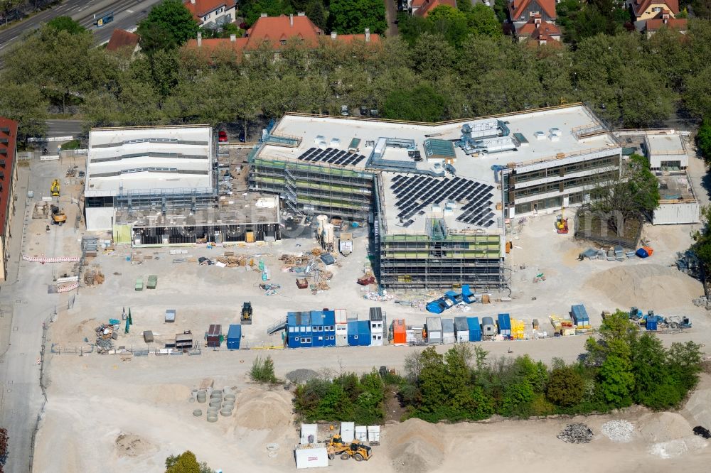 München from the bird's eye view: New construction site of the school building in Kreativquartier on Infanteriestrasse in the district Schwabing-West in Munich in the state Bavaria, Germany