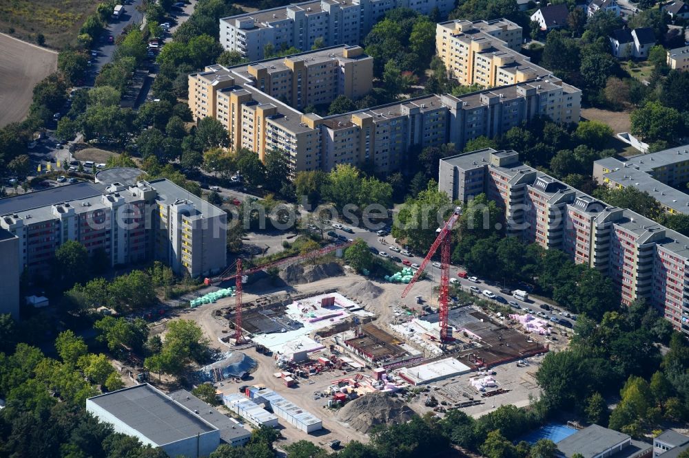 Berlin from the bird's eye view: New construction site of the school building Leonardo-da-Vinci-Gymnasium on Christoph-Ruden-Strasse in the district Buckow in Berlin, Germany