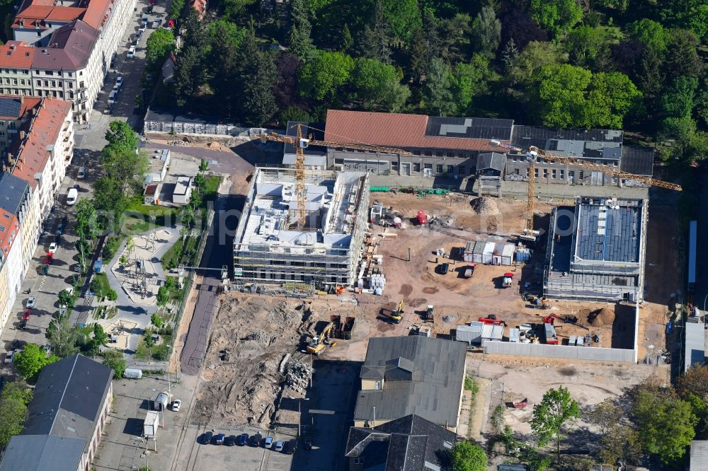 Aerial photograph Dresden - New construction site of the school building on Loessnitzstrasse in Dresden in the state Saxony, Germany