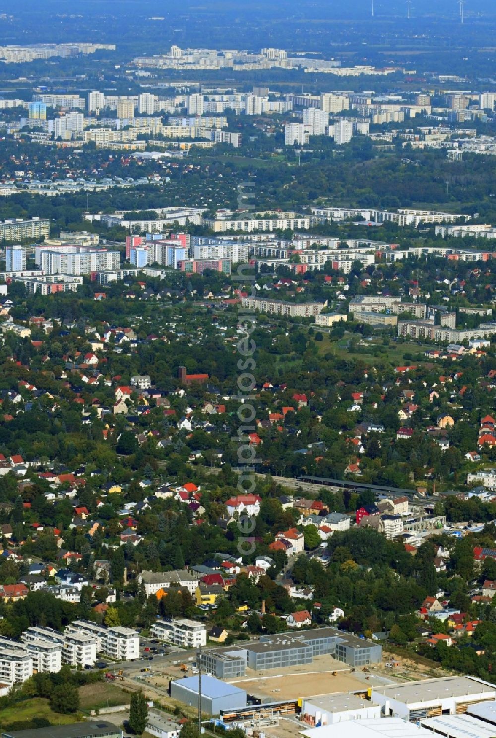 Berlin from the bird's eye view: New construction site of the school building An of Schule in the district Mahlsdorf in Berlin, Germany