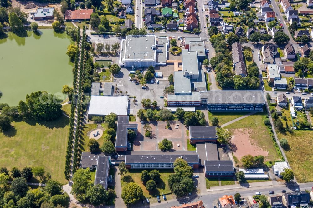 Aerial photograph Hamm - New construction site of the school building Maerkisches Gymnasium with renovation work on Wilhelm-Liebknecht-Strasse in Hamm in the state North Rhine-Westphalia, Germany