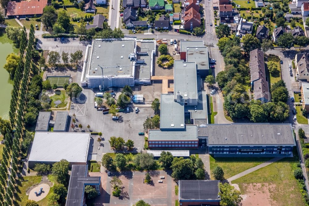 Hamm from above - New construction site of the school building Maerkisches Gymnasium with renovation work on Wilhelm-Liebknecht-Strasse in Hamm in the state North Rhine-Westphalia, Germany