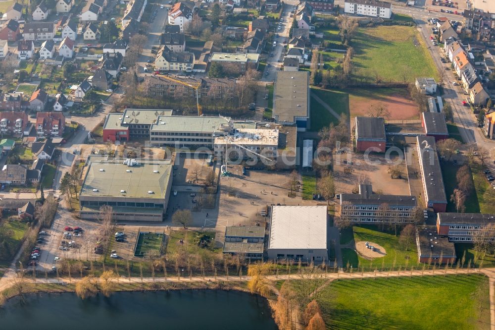 Hamm from above - New construction site of the school building Maerkisches Gymnasium on Wilhelm-Liebknecht-Strasse in Hamm in the state North Rhine-Westphalia, Germany