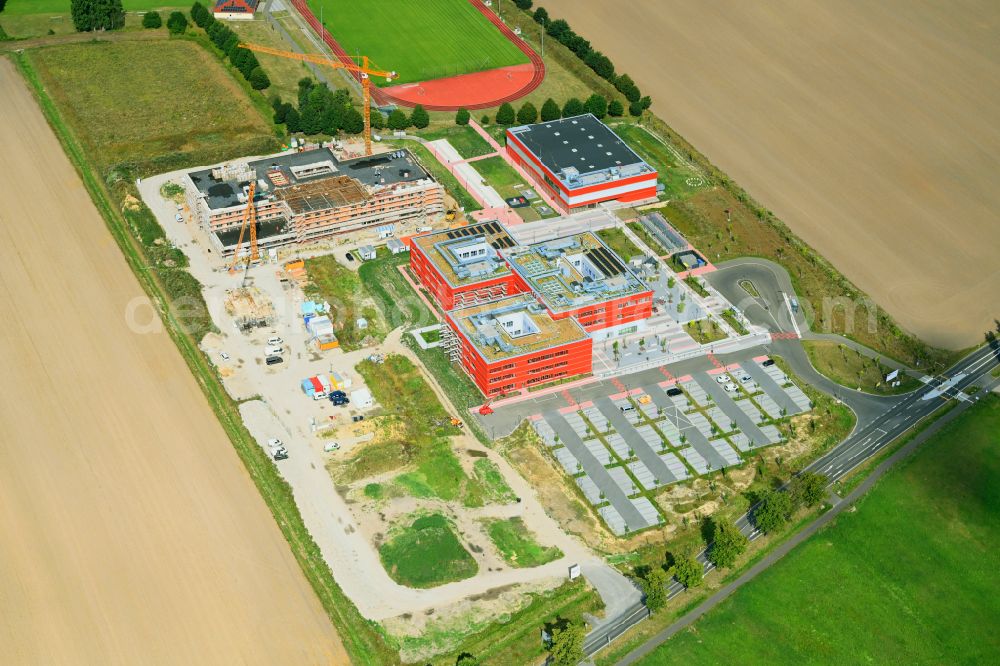 Aerial photograph Altlandsberg - New construction site of the school building Neuer Schulcampus on street Fredersdorfer Chaussee in Altlandsberg in the state Brandenburg, Germany