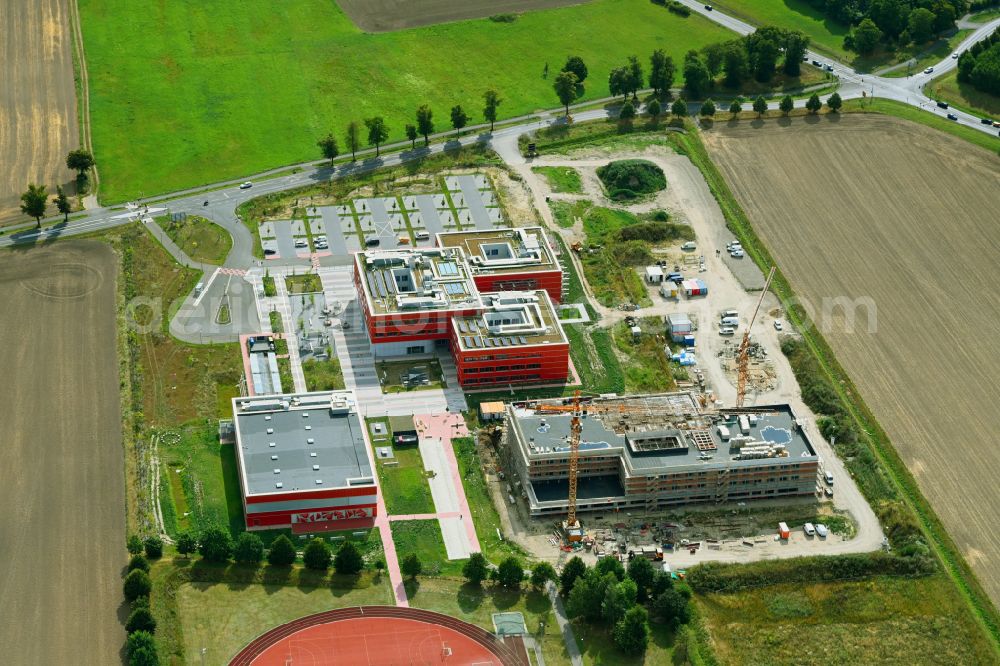 Aerial photograph Altlandsberg - New construction site of the school building Neuer Schulcampus on street Fredersdorfer Chaussee in Altlandsberg in the state Brandenburg, Germany