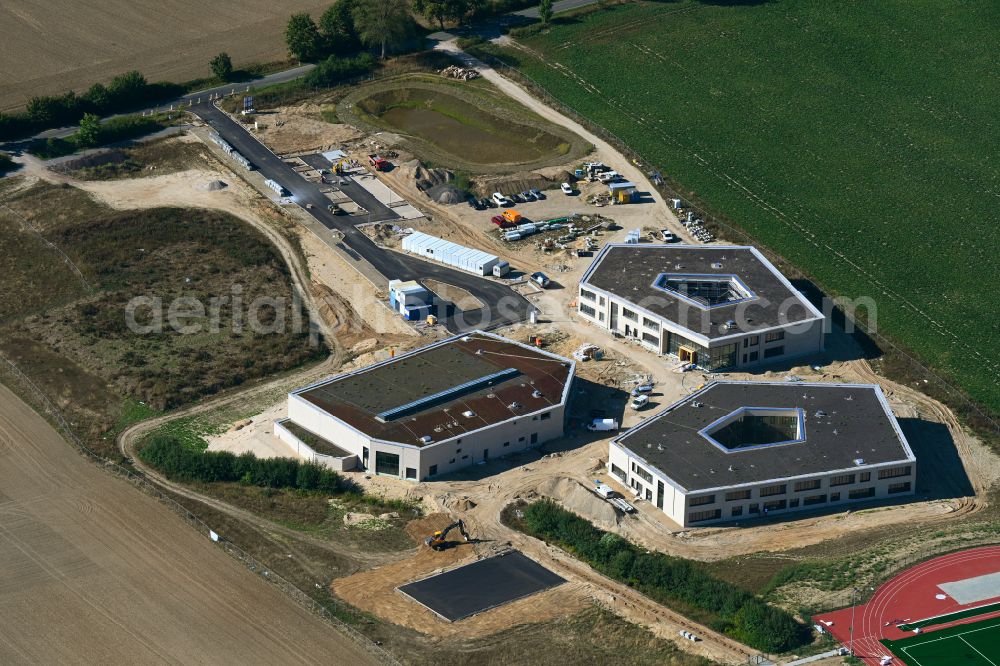 Zarrentin am Schaalsee from above - New construction site of the school building Neuer Schulcampus Zarrentin on the Moellnsche Strasse in Zarrentin am Schaalsee in the state Mecklenburg - Western Pomerania, Germany