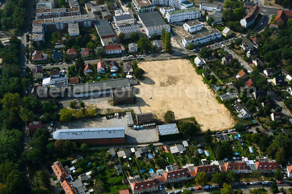 Berlin from above - New construction site of the school building on street Hirtestrasse in the district Koepenick in Berlin, Germany