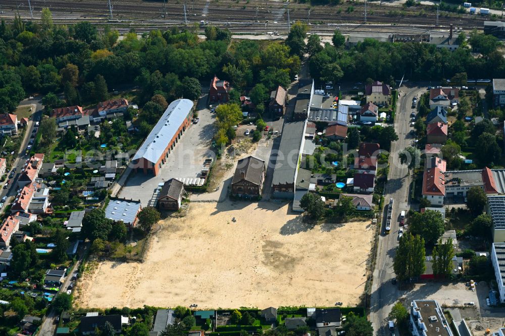 Berlin from above - New construction site of the school building on street Hirtestrasse in the district Koepenick in Berlin, Germany