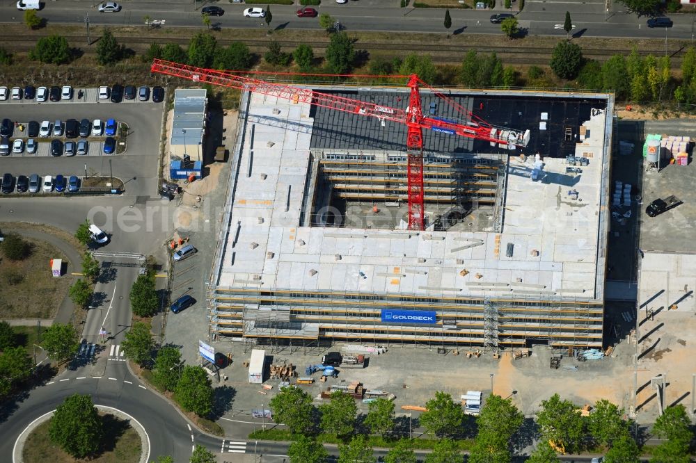 Leipzig from the bird's eye view: New construction site of the school building on Messe-Allee in the district Wiederitzsch in Leipzig in the state Saxony, Germany