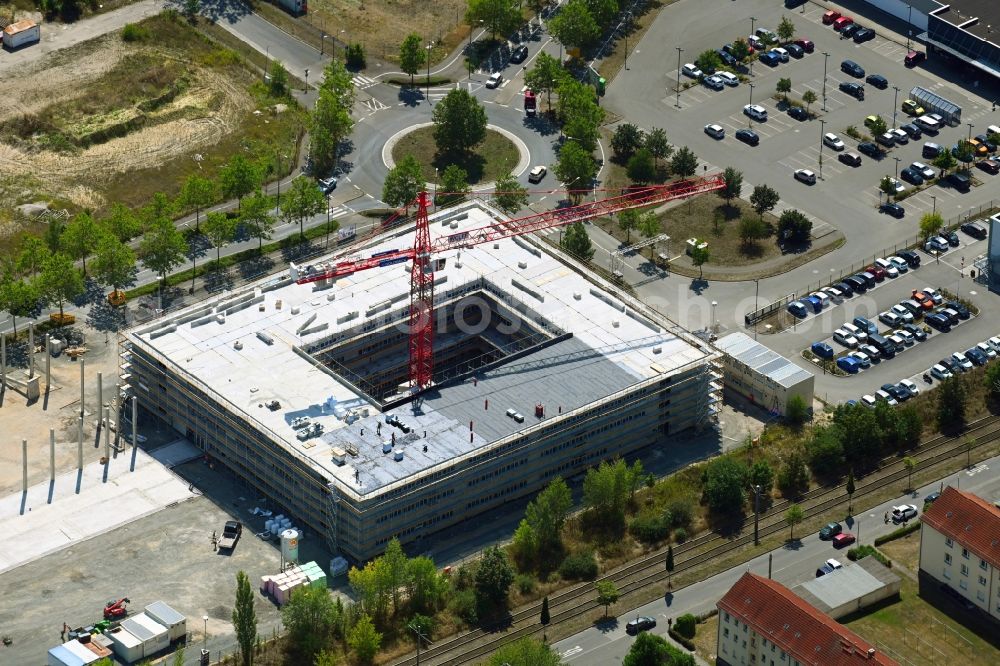 Aerial photograph Leipzig - New construction site of the school building on Messe-Allee in the district Wiederitzsch in Leipzig in the state Saxony, Germany