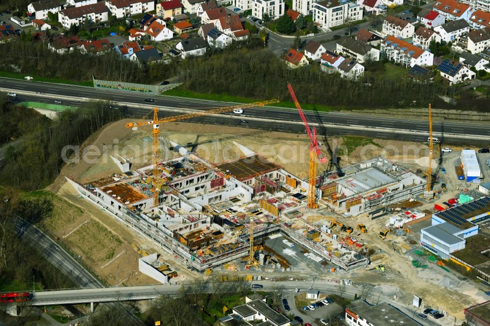 Freiberg am Neckar from the bird's eye view: New construction site of the school building of Oscar-Paret-Schule in Freiberg am Neckar in the state Baden-Wurttemberg, Germany