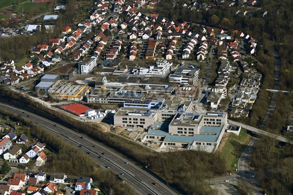 Aerial photograph Freiberg am Neckar - New construction site of the school building of Oscar-Paret-Schule in Freiberg am Neckar in the state Baden-Wurttemberg, Germany