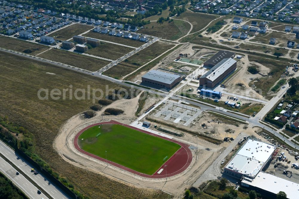 Aerial image Neuenhagen - New construction site of the school building Schulcampus Gruscheweg in Neuenhagen in the state Brandenburg, Germany