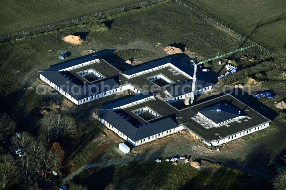 Berlin from the bird's eye view: New construction site of the school building Schule ohne Grenzen in the district Hakenfelde in Berlin, Germany