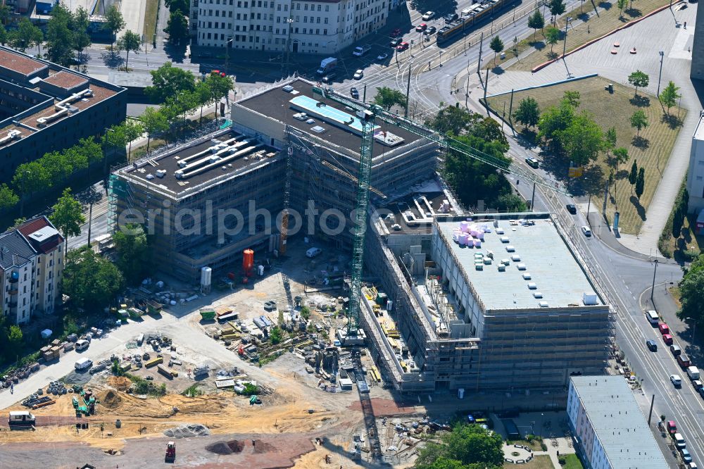 Leipzig from above - New construction site of the school building Schule on Prager Spitze in the district Zentrum in Leipzig in the state Saxony, Germany