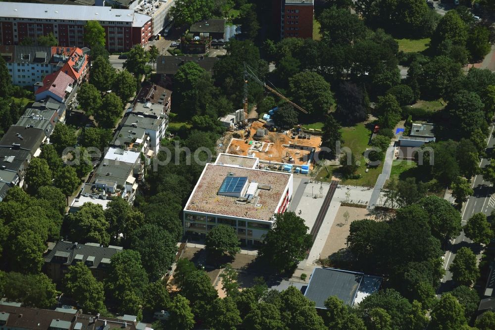 Aerial image Hamburg - New construction site of the school building Schule Richardstrasse in the district Eilbek in Hamburg, Germany