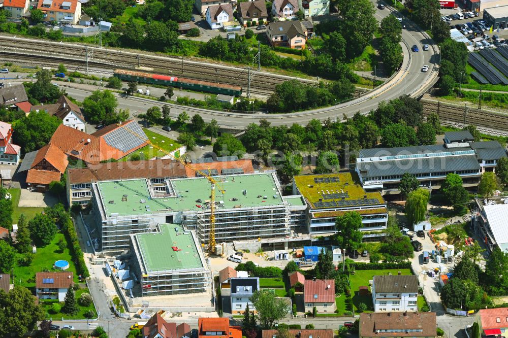 Aerial image Süßen - New construction site of the school building Schulverbund Suessen Gemeinschaftsschule on street Schulstrasse in Suessen in the state Baden-Wuerttemberg, Germany