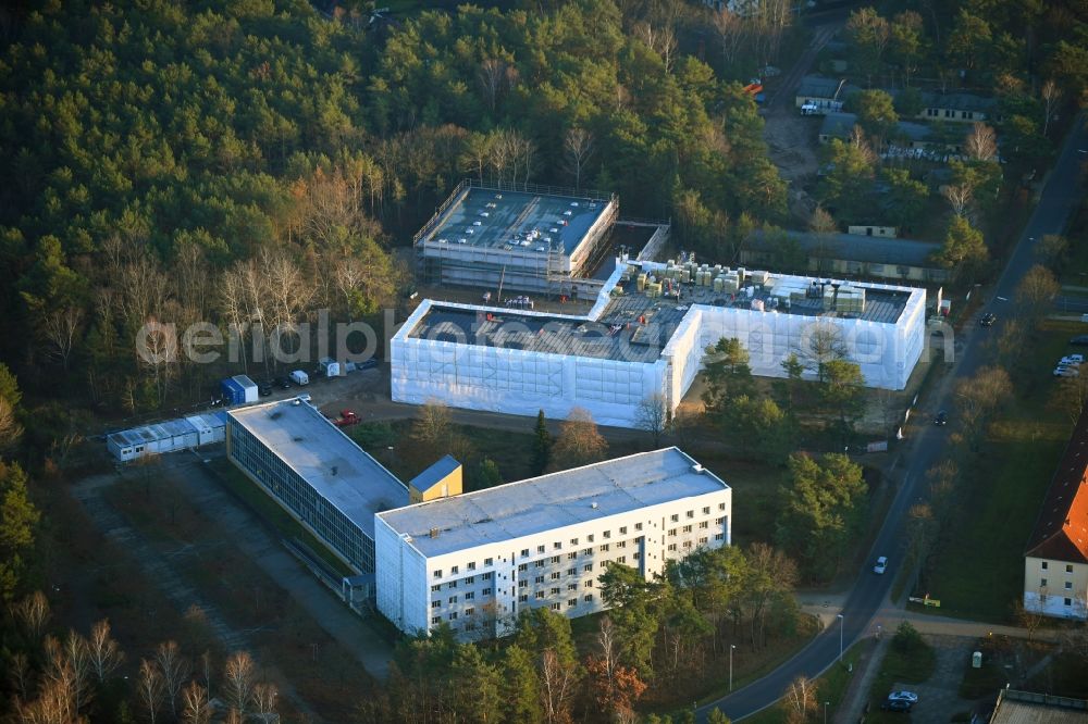 Fürstenwalde/Spree from the bird's eye view: New construction site of the school building Spree-Oberschule on Beeskower Chaussee in Fuerstenwalde/Spree in the state Brandenburg, Germany