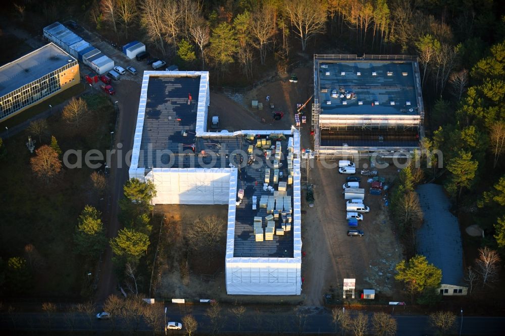 Aerial photograph Fürstenwalde/Spree - New construction site of the school building Spree-Oberschule on Beeskower Chaussee in Fuerstenwalde/Spree in the state Brandenburg, Germany