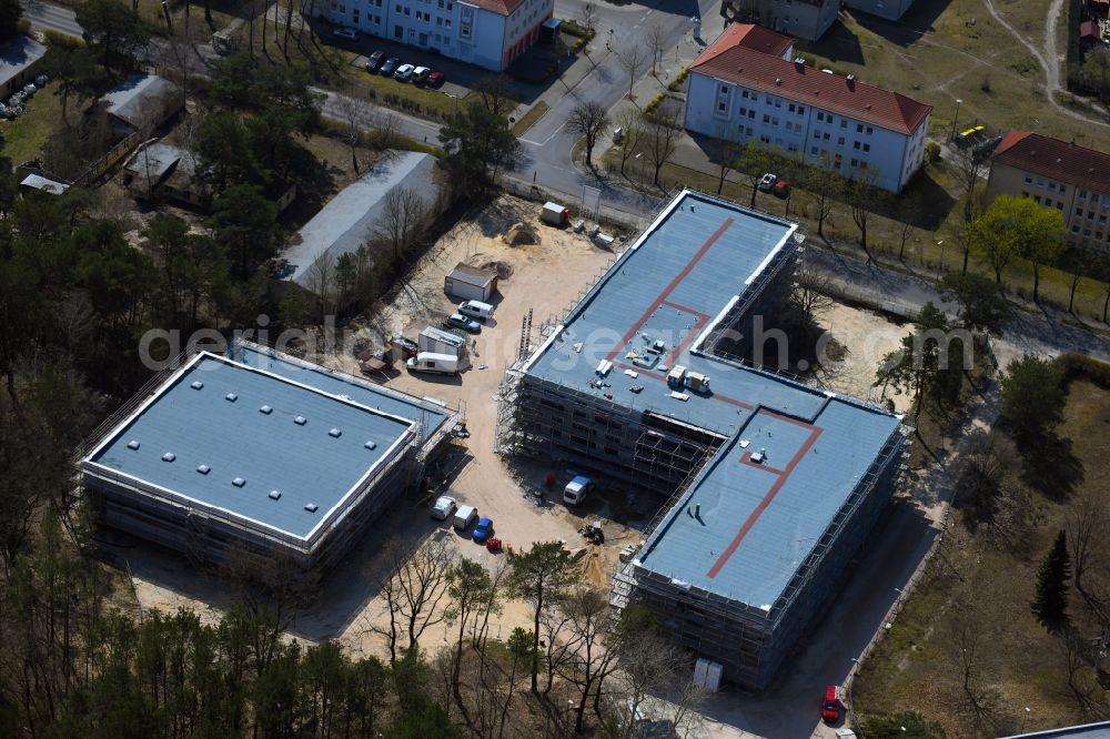 Aerial image Fürstenwalde/Spree - New construction site of the school building Spree-Oberschule on Beeskower Chaussee in Fuerstenwalde/Spree in the state Brandenburg, Germany