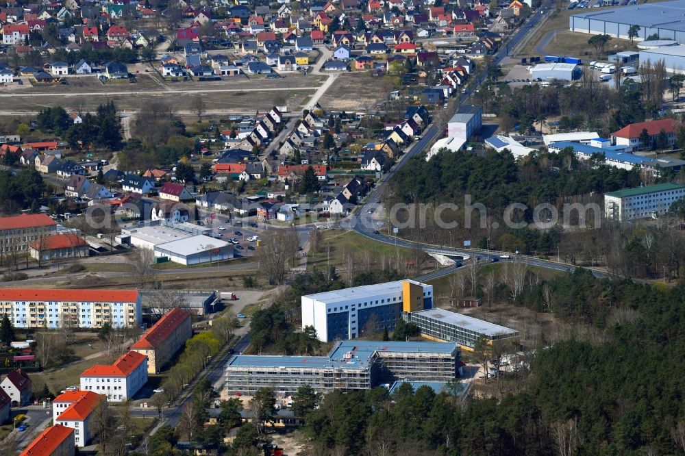 Aerial photograph Fürstenwalde/Spree - New construction site of the school building Spree-Oberschule on Beeskower Chaussee in Fuerstenwalde/Spree in the state Brandenburg, Germany