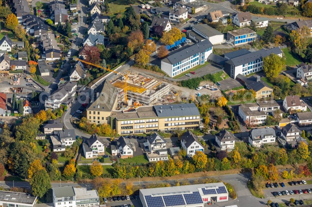 Aerial photograph Meschede - New construction site of the school building of St. Walburga-Schule An of Klocken Kapelle in Meschede in the state North Rhine-Westphalia, Germany