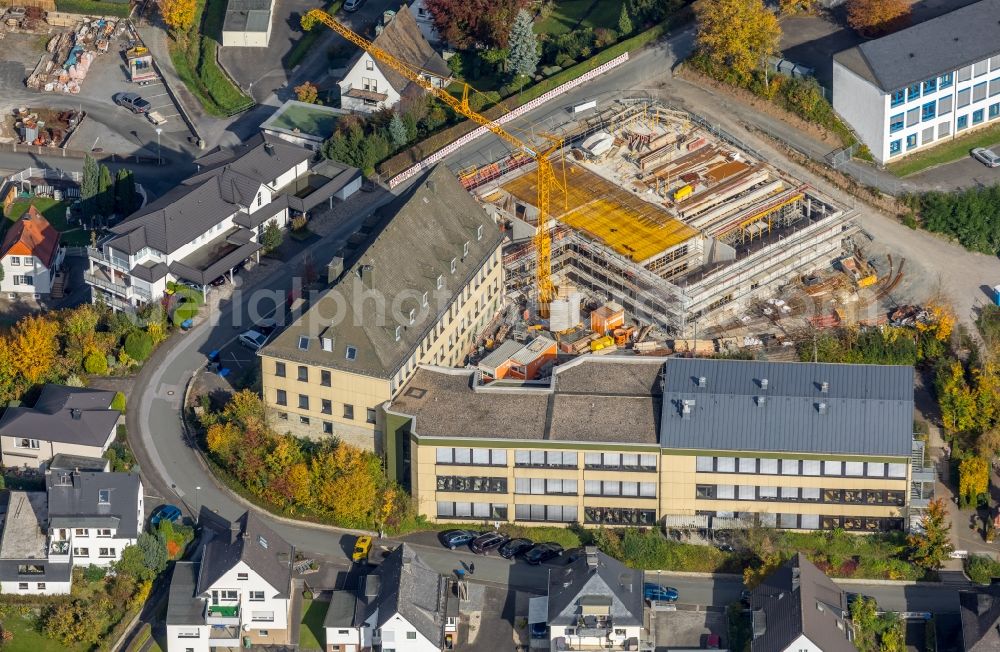 Aerial photograph Meschede - New construction site of the school building of St. Walburga-Schule An of Klocken Kapelle in Meschede in the state North Rhine-Westphalia, Germany