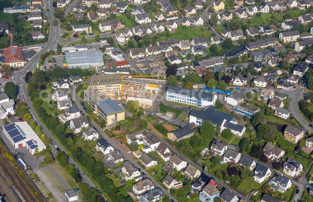 Aerial photograph Meschede - New construction site of the school building of St. Walburga-Schule An of Klocken Kapelle in Meschede in the state North Rhine-Westphalia, Germany