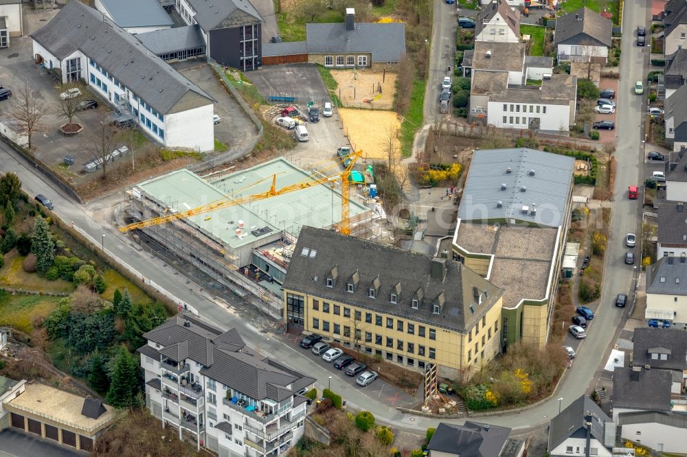 Aerial photograph Meschede - New construction site of the school building of St. Walburga-Schule An of Klocken Kapelle in Meschede in the state North Rhine-Westphalia, Germany