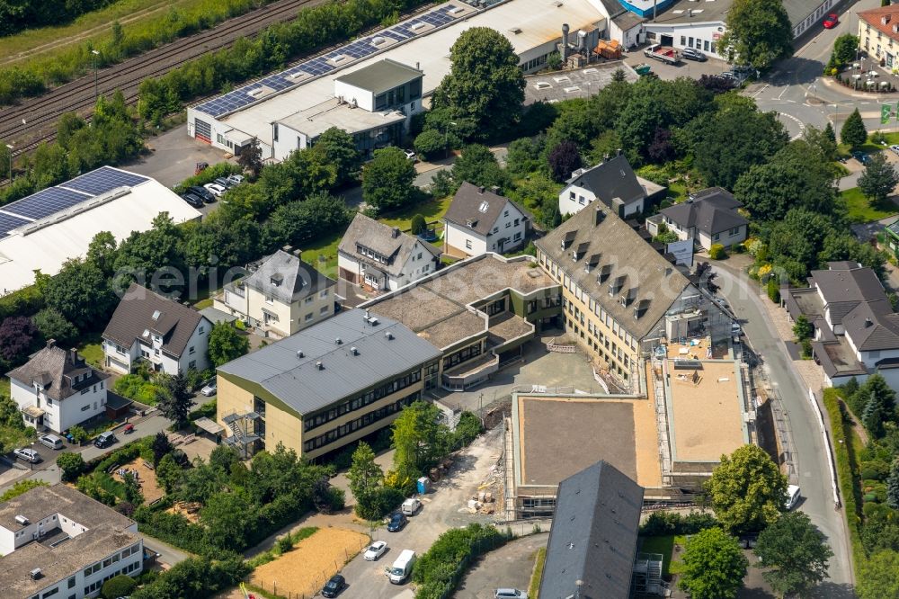 Aerial image Meschede - New construction site of the school building of St. Walburga-Schule An of Klocken Kapelle in Meschede in the state North Rhine-Westphalia, Germany