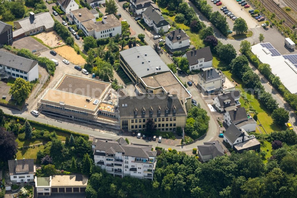 Aerial photograph Meschede - New construction site of the school building of St. Walburga-Schule An of Klocken Kapelle in Meschede in the state North Rhine-Westphalia, Germany