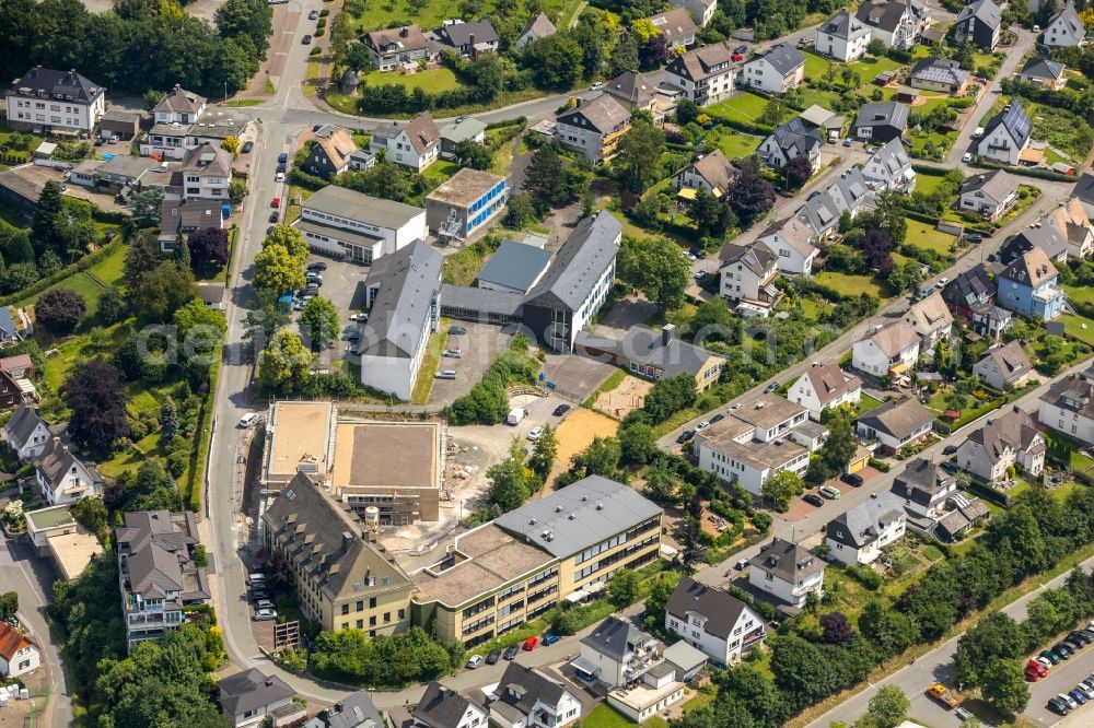 Meschede from the bird's eye view: New construction site of the school building of St. Walburga-Schule An of Klocken Kapelle in Meschede in the state North Rhine-Westphalia, Germany