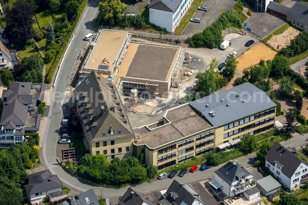 Aerial image Meschede - New construction site of the school building of St. Walburga-Schule An of Klocken Kapelle in Meschede in the state North Rhine-Westphalia, Germany