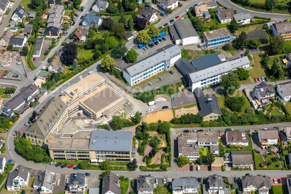 Meschede from the bird's eye view: New construction site of the school building of St. Walburga-Schule An of Klocken Kapelle in Meschede in the state North Rhine-Westphalia, Germany