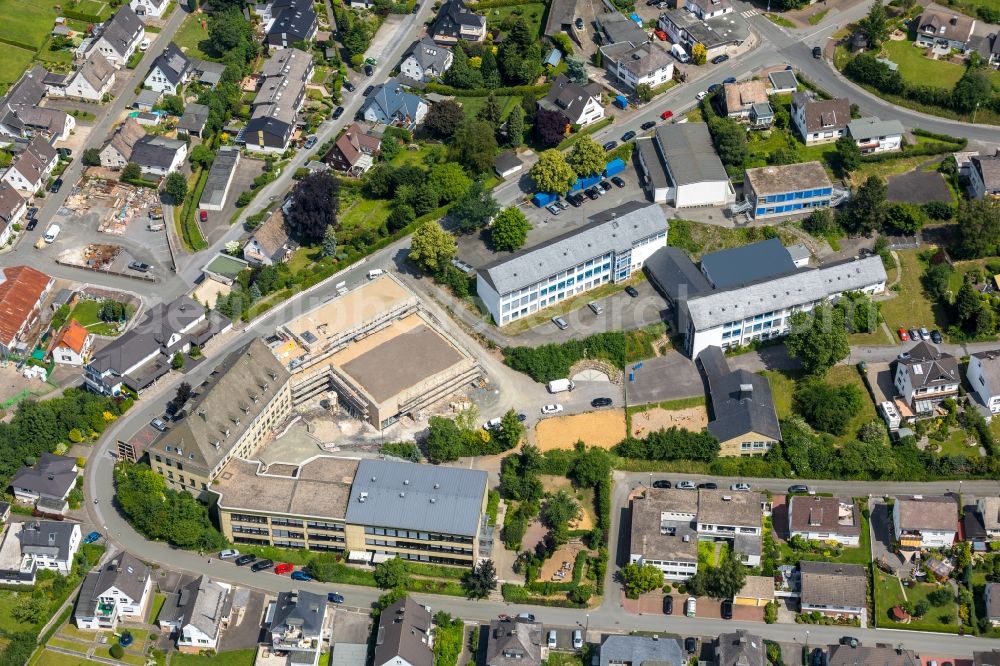 Aerial image Meschede - New construction site of the school building of St. Walburga-Schule An of Klocken Kapelle in Meschede in the state North Rhine-Westphalia, Germany