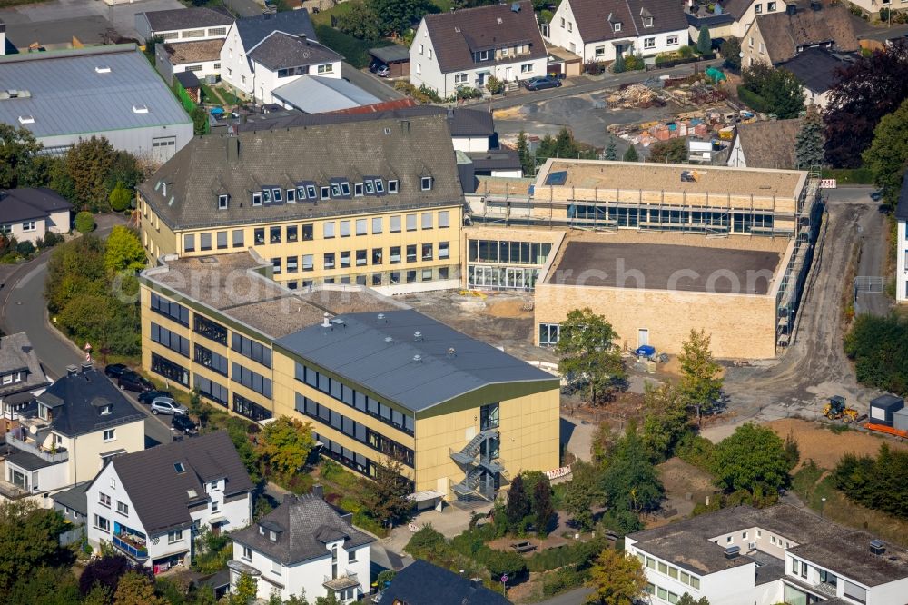 Aerial photograph Meschede - New construction site of the school building of St. Walburga-Schule An of Klocken Kapelle in Meschede in the state North Rhine-Westphalia, Germany