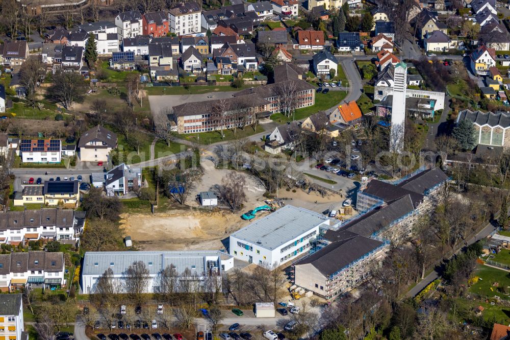 Aerial image Werl - New construction site of the school building on Walburgisschule at the street Paul-Gerhardt-Strasse in Werl at Ruhrgebiet in the state North Rhine-Westphalia, Germany