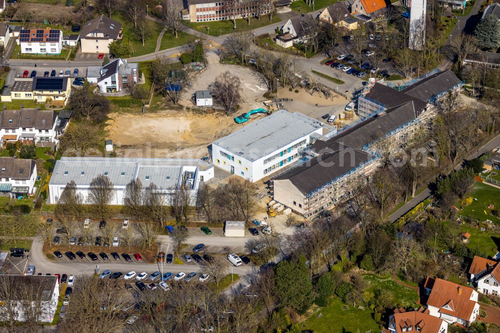 Aerial photograph Werl - New construction site of the school building on Walburgisschule at the street Paul-Gerhardt-Strasse in Werl at Ruhrgebiet in the state North Rhine-Westphalia, Germany