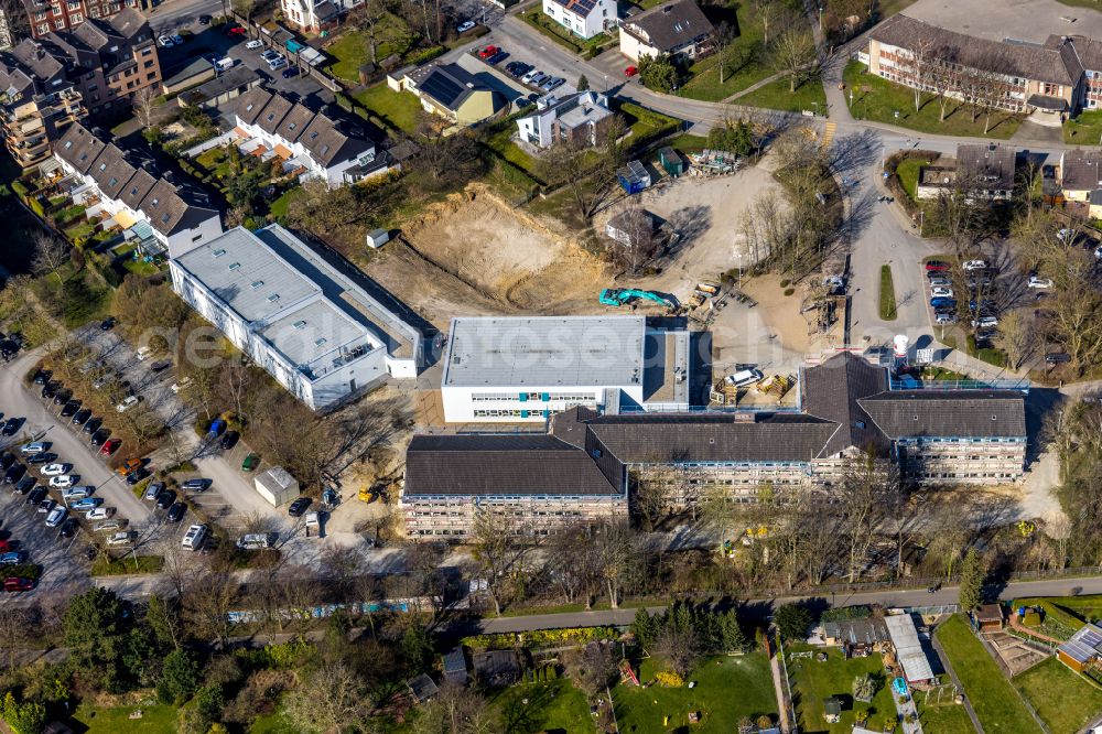 Werl from above - New construction site of the school building on Walburgisschule at the street Paul-Gerhardt-Strasse in Werl at Ruhrgebiet in the state North Rhine-Westphalia, Germany