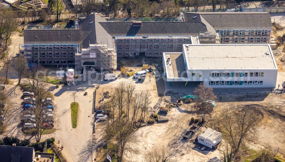 Werl from above - New construction site of the school building on Walburgisschule at the street Paul-Gerhardt-Strasse in Werl at Ruhrgebiet in the state North Rhine-Westphalia, Germany