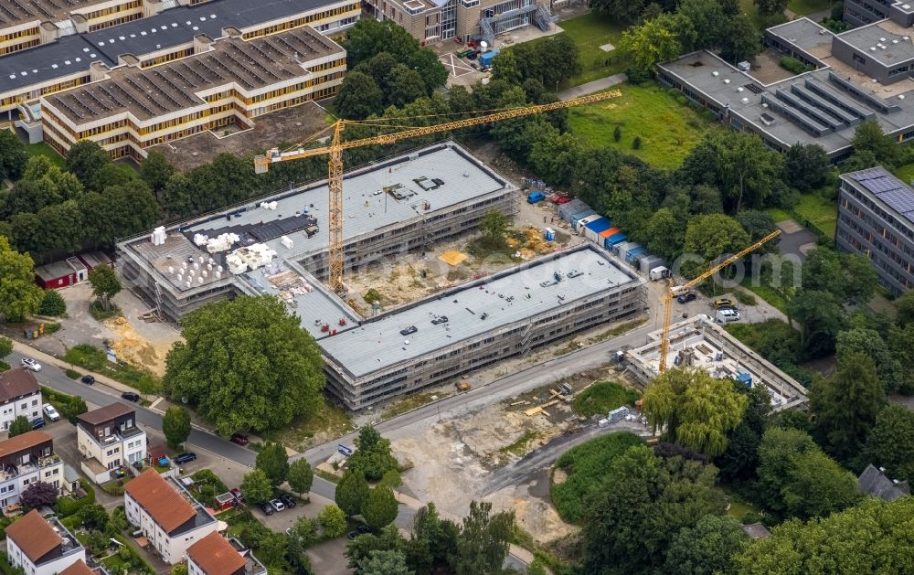 Unna from the bird's eye view: New construction site of the school building with Continuing Education Center on Bildungscampus Unna in the district Alte Heide in Unna at Ruhrgebiet in the state North Rhine-Westphalia, Germany