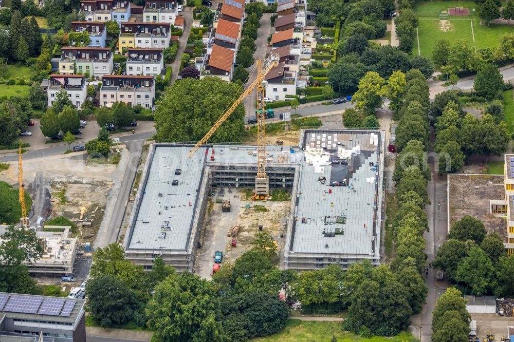 Unna from above - New construction site of the school building with Continuing Education Center on Bildungscampus Unna in the district Alte Heide in Unna at Ruhrgebiet in the state North Rhine-Westphalia, Germany