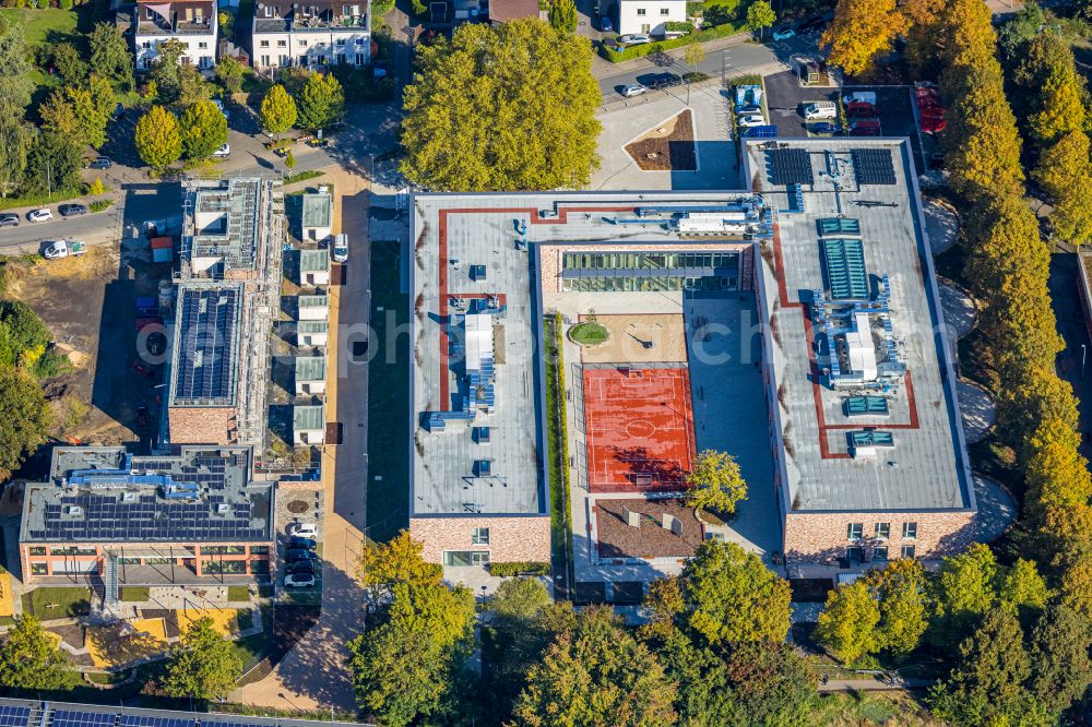 Aerial photograph Unna - new construction site of the school building with Continuing Education Center on Bildungscampus Unna in the district Alte Heide in Unna at Ruhrgebiet in the state North Rhine-Westphalia, Germany