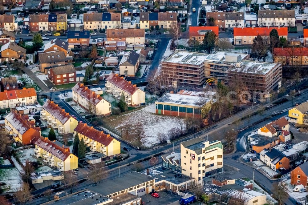 Werne from above - New construction site of the school building of Wiehagenschule Am Weihbach in Werne in the state North Rhine-Westphalia, Germany