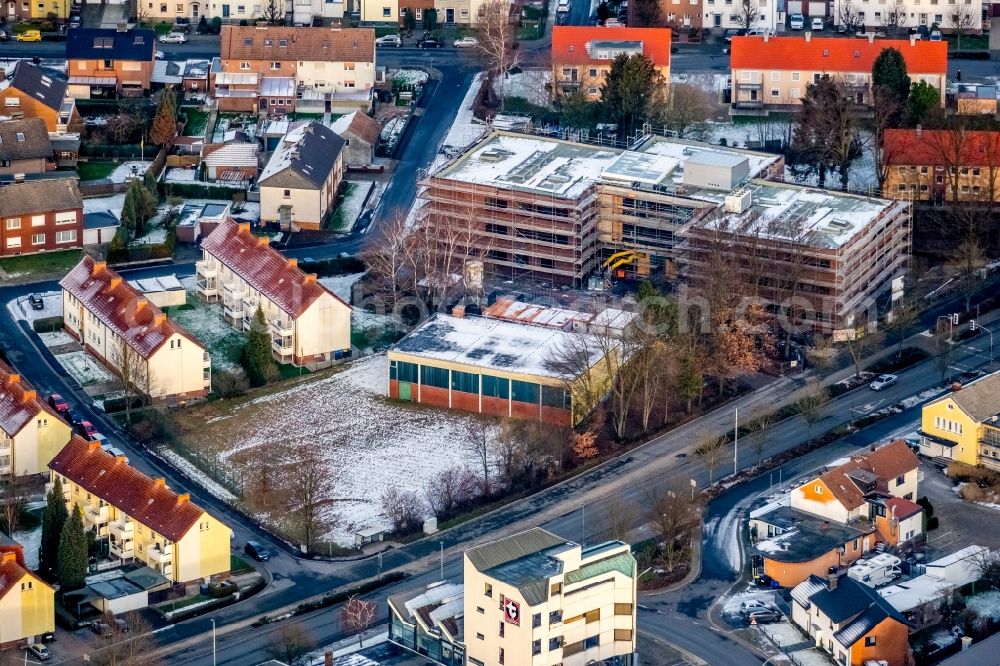 Werne from the bird's eye view: New construction site of the school building of Wiehagenschule Am Weihbach in Werne in the state North Rhine-Westphalia, Germany