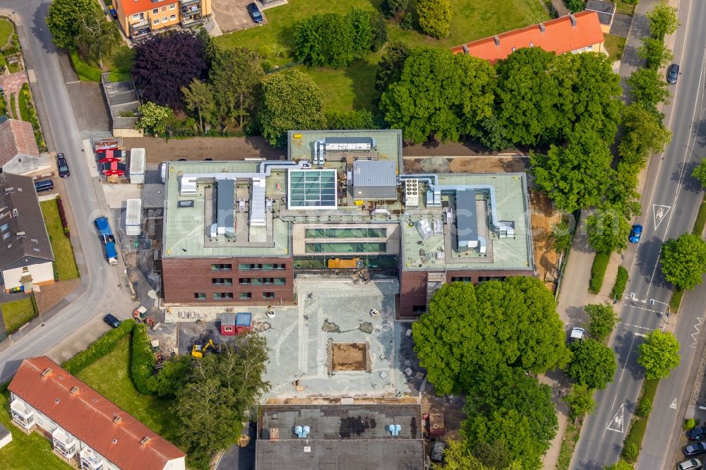 Werne from above - New construction site of the school building of Wiehagenschule Am Weihbach in Werne in the state North Rhine-Westphalia, Germany