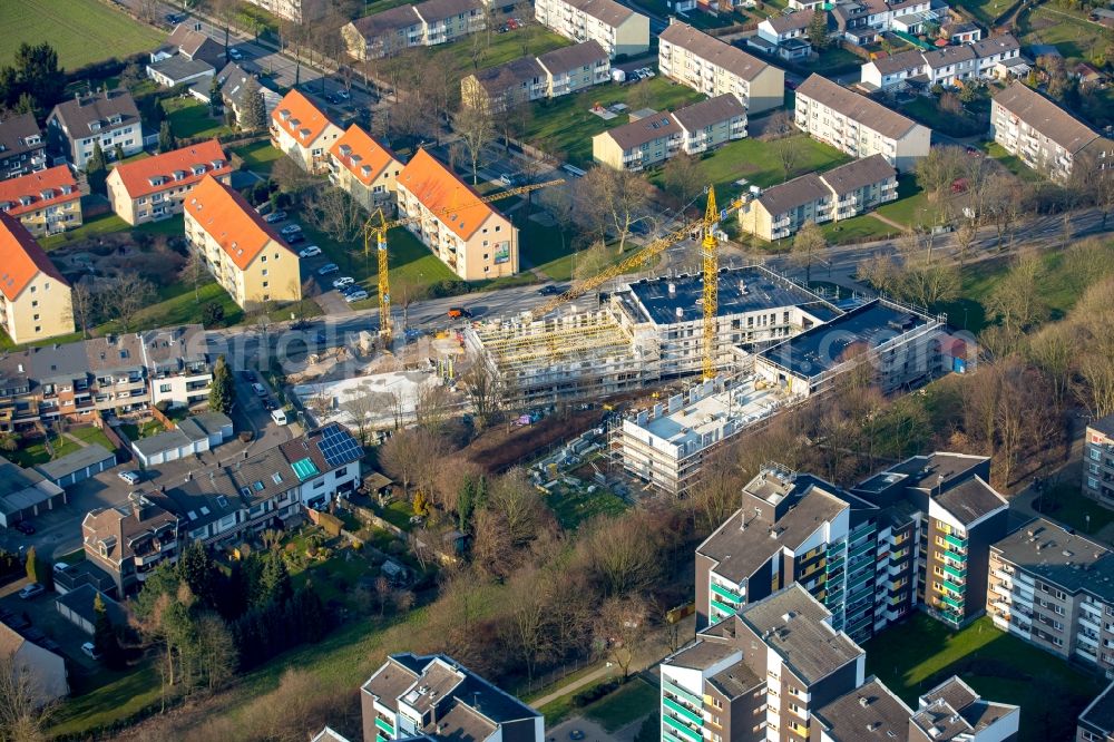 Aerial photograph Horst - Construction site for the new building of an elderly care facility of the German Red Cross DRK on Dahlhauser Strasse in Horst in the state of North Rhine-Westphalia